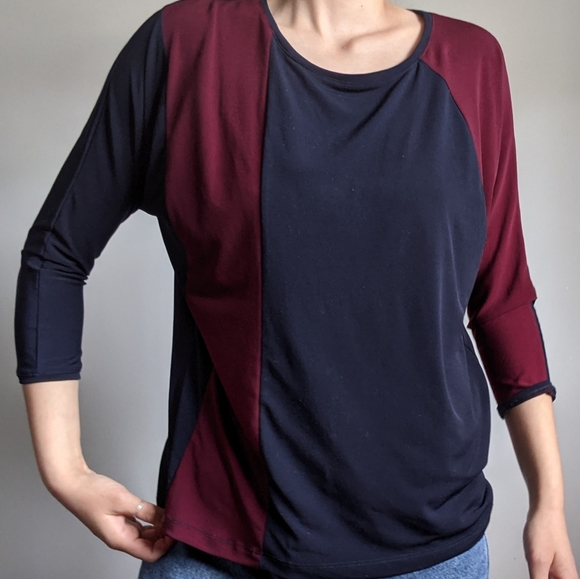 (2/$20) Drapey colour blocked shirt - Picture 2 of 4